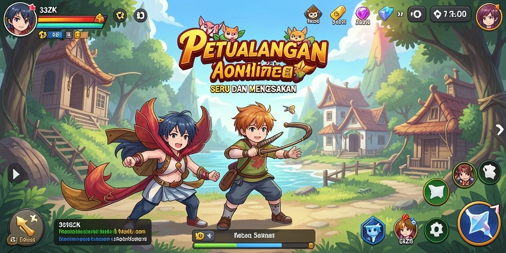 Screenshot menunjukkan aksi karakter Anime yang seru dan dinamis.