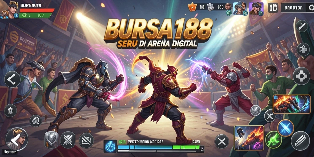 Screenshot gameplay BURSA188 menampilkan pertarungan epik antar karakter.