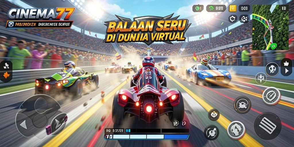 Gameplay seru dari CINEMA77 dengan mobil dan trek yang menantang.