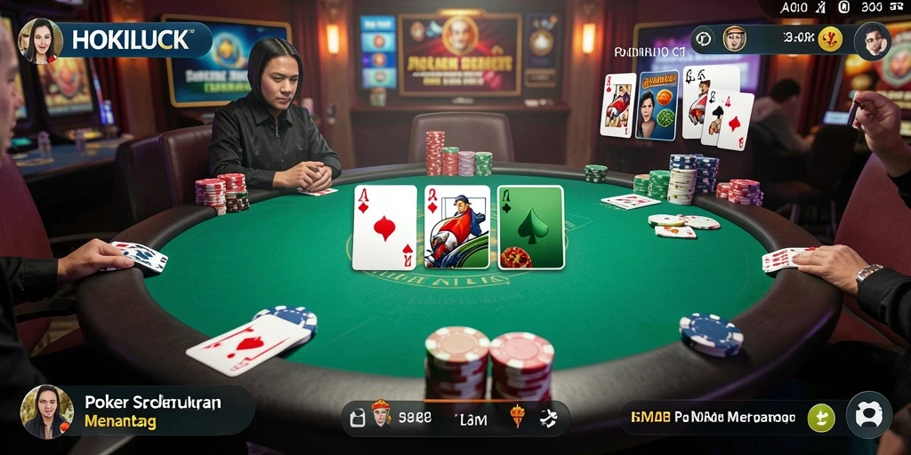 Tampilan gameplay Poker yang mengasyikkan di HOKILUCK.