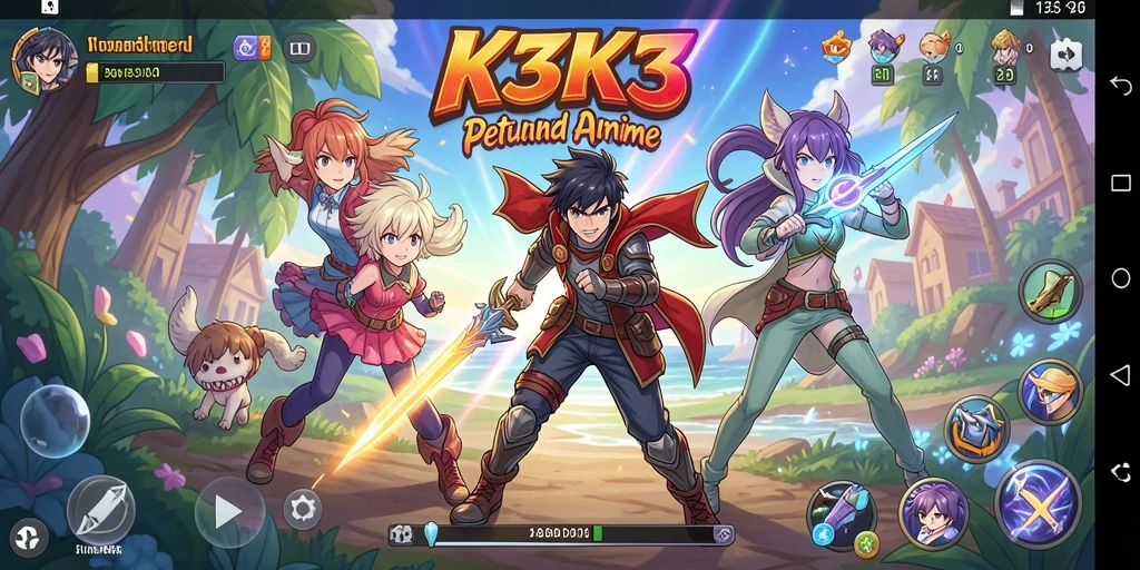 Tampilan gameplay seru dari K3K3 dengan karakter Anime yang menarik.