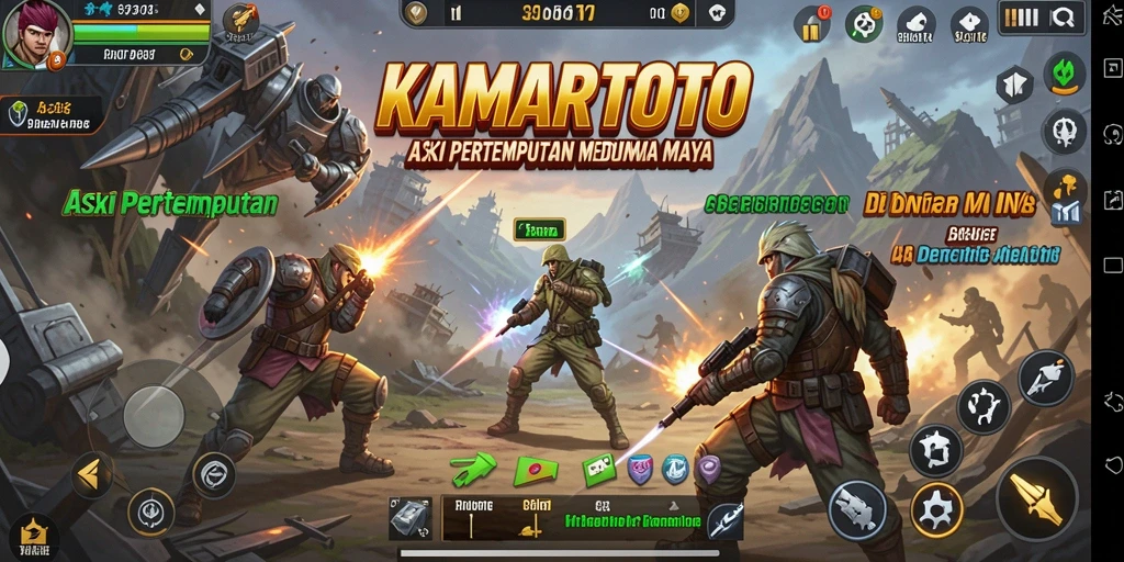 Screenshot menunjukkan aksi seru dalam KAMARTOTO saat bertempur melawan musuh.