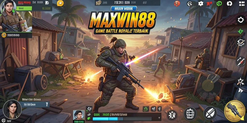 Tangkapan layar MAXWIN88 menampilkan pemain dalam pertempuran epik Battle Royale.