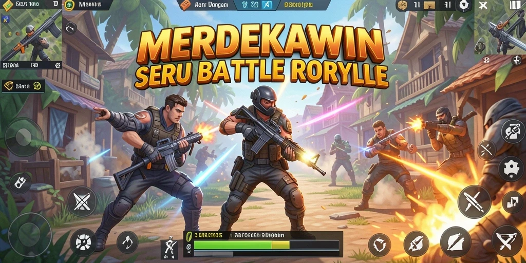 Tampilan gameplay seru dari MERDEKAWIN dalam aksi Battle Royale.