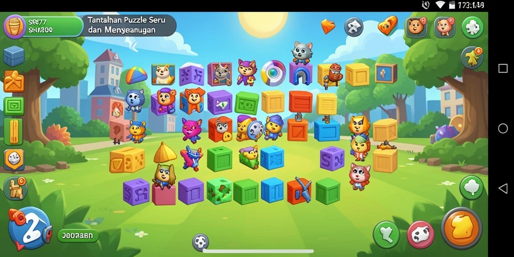 Screenshot menampilkan gameplay seru dari SR877 dengan berbagai tantangan puzzle.