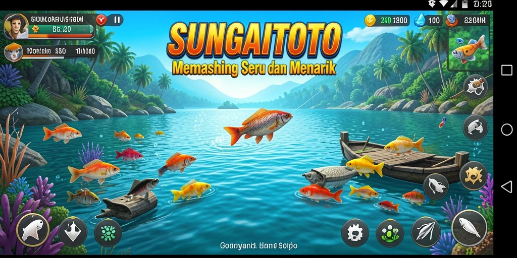 Tangkapan ikan besar dalam SUNGAITOTO dengan latar belakang laut yang indah.